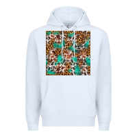 White Western Turquoise Glitter Cowhide Leopard Seamless Premium Hoodie - FaDigitalArtStudio