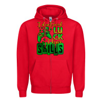 Red St. Patrick's I don't need luck i have skills Zipper Hoodie - OliviaCreatesArt