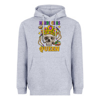 Heather Grey skull mardi gras queen Heavyweight Hoodie - FaDigitalArtStudio