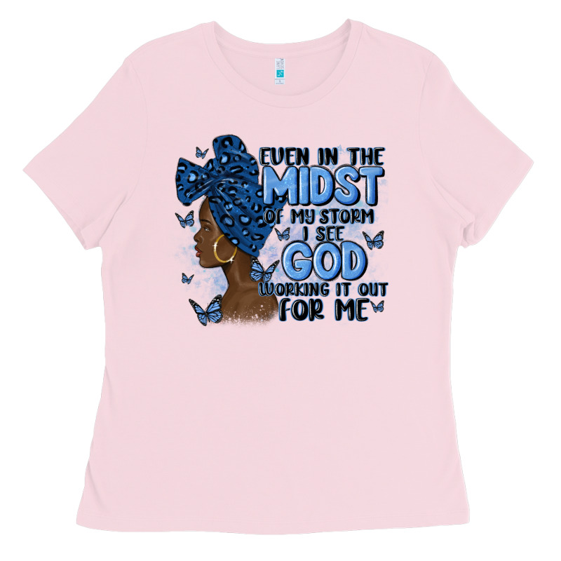 Even In The Midst Of May Storm Afro Woman Ladies Tee by MaliasSmallBusiness | Teevron