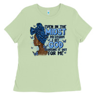 Matcha even in the midst of may storm afro woman Ladies Tee - MaliasSmallBusiness