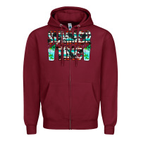 Burgundy Summer Time Cowhide Serape Zipper Hoodie - CowCowDesign