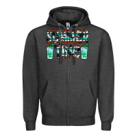Charcoal Heather Summer Time Cowhide Serape Zipper Hoodie - CowCowDesign