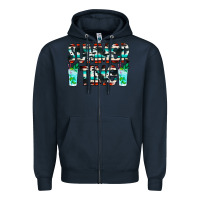 Navy Summer Time Cowhide Serape Zipper Hoodie - CowCowDesign