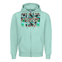 Seafoam Summer Time Cowhide Serape Zipper Hoodie - CowCowDesign