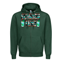 Sports Green Summer Time Cowhide Serape Zipper Hoodie - CowCowDesign