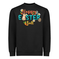 Black Happy Easter y'all Easter Day Heavyweight Sweatshirt - HowdyJamesFarm