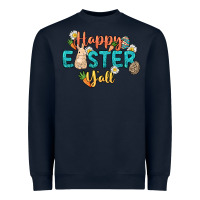 Navy Happy Easter y'all Easter Day Heavyweight Sweatshirt - HowdyJamesFarm