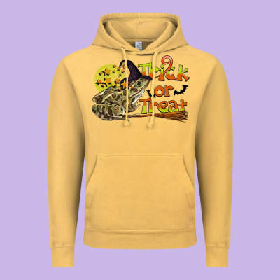 Trick Or Treat With Frog Vintage Hoodie Designed By Lillyallendesigns