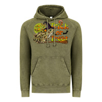 Vintage Olive Trick Or Treat With Frog Vintage Hoodie - LillyAllenDesigns