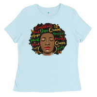 Baby Blue afro diva Ladies Tee - MaliasSmallBusiness