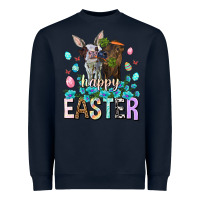 Navy Happy Easter Heifers Easter Day Heavyweight Sweatshirt - HowdyJamesFarm