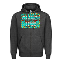 Charcoal Heather summer time glitter pineable Zipper Hoodie - CowCowDesign