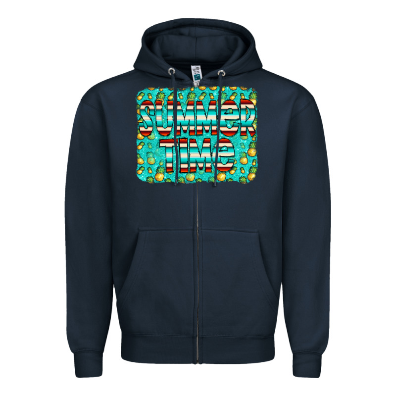 Summer Time Glitter Pineable Zipper Hoodie by CowCowDesign | Teevron