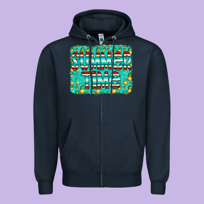 Summer Time Glitter Pineable Zipper Hoodie Designed By Cowcowdesign