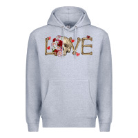 Heather Grey Skull love Valentine's Day Premium Hoodie - FaDigitalArtStudio