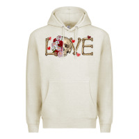 Oatmeal Heather Skull love Valentine's Day Premium Hoodie - FaDigitalArtStudio