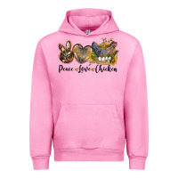Fuchsia Pink peace love chicken Urban Hoodie - LillyAllenDesigns