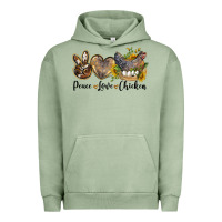 Pigment Oil Green peace love chicken Urban Hoodie - LillyAllenDesigns