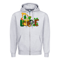 Heather Grey St. Patrick's Love and golds Zipper Hoodie - OliviaCreatesArt
