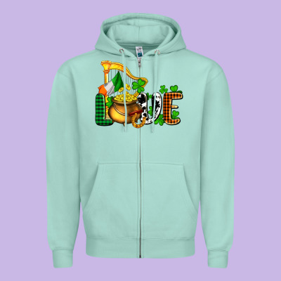 St. Patrick's Love And Golds Zipper Hoodie Designed By Oliviacreatesart