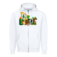 White St. Patrick's Love and golds Zipper Hoodie - OliviaCreatesArt