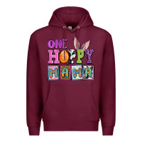 Burgundy Easter Day One hoppy mama Premium Hoodie - OliviaCreatesArt