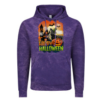 Cloud Purple Happy Halloween With Black Cat Vintage Hoodie - LillyAllenDesigns