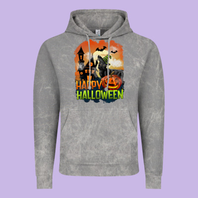 Happy Halloween With Black Cat Vintage Hoodie Designed By Lillyallendesigns