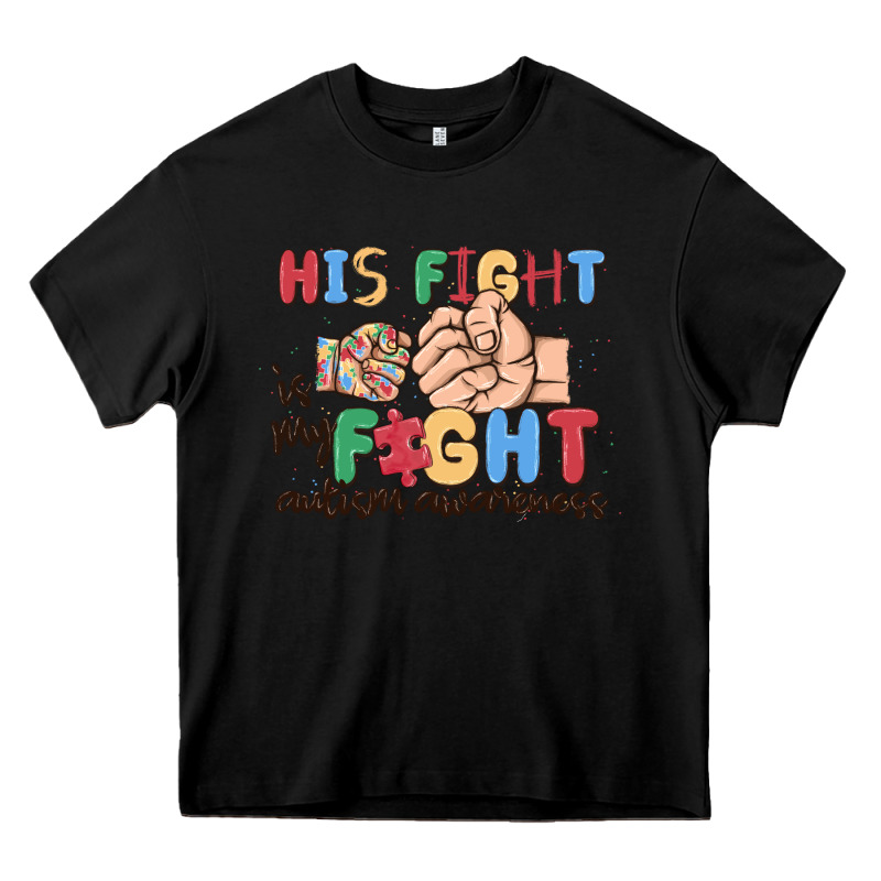His Fight Is My Fight Autism Awareness Heavy Core Tee by MaliasSmallBusiness | Teevron