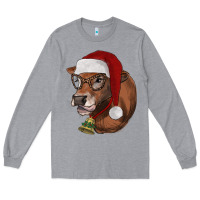 Heather Grey christmas glasses heifer Long Sleeve Tee - RanaPortraitStore