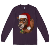 Plum christmas glasses heifer Long Sleeve Tee - RanaPortraitStore
