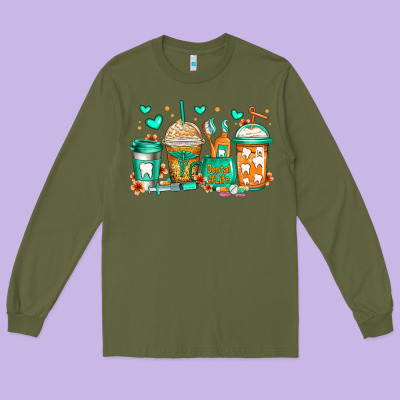 Dental Life Coffee Cups Long Sleeve Tee Designed By Jasminsmagicworld