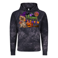 Cloud Black Happy Halloween With Yorkshire Terrier Dog Vintage Hoodie - LillyAllenDesigns
