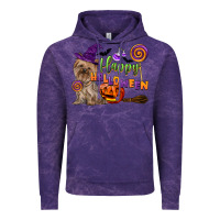 Cloud Purple Happy Halloween With Yorkshire Terrier Dog Vintage Hoodie - LillyAllenDesigns