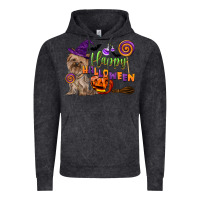 Vintage Black Happy Halloween With Yorkshire Terrier Dog Vintage Hoodie - LillyAllenDesigns