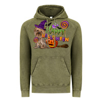 Vintage Olive Happy Halloween With Yorkshire Terrier Dog Vintage Hoodie - LillyAllenDesigns