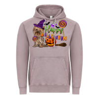 Vintage Zinc Happy Halloween With Yorkshire Terrier Dog Vintage Hoodie - LillyAllenDesigns