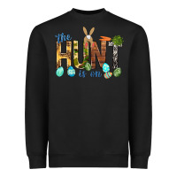 Black The hunt is on with eggs Easter Day Heavyweight Sweatshirt - HowdyJamesFarm