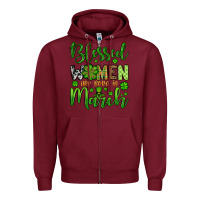 Burgundy St. Patrick's Blessed women are born in March Zipper Hoodie - OliviaCreatesArt