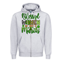 Heather Grey St. Patrick's Blessed women are born in March Zipper Hoodie - OliviaCreatesArt