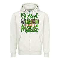 Oatmeal Heather St. Patrick's Blessed women are born in March Zipper Hoodie - OliviaCreatesArt