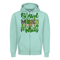Seafoam St. Patrick's Blessed women are born in March Zipper Hoodie - OliviaCreatesArt