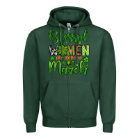Sports Green St. Patrick's Blessed women are born in March Zipper Hoodie - OliviaCreatesArt