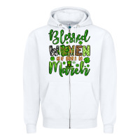 White St. Patrick's Blessed women are born in March Zipper Hoodie - OliviaCreatesArt