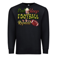 Black eat sleep football repeat Premium Sweatshirt - BundleAndBundleShop