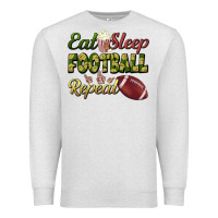 Oatmeal Heather eat sleep football repeat Premium Sweatshirt - BundleAndBundleShop