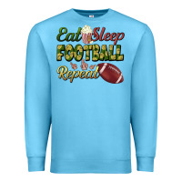Ocean Blue eat sleep football repeat Premium Sweatshirt - BundleAndBundleShop