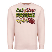 Pale Pink eat sleep football repeat Premium Sweatshirt - BundleAndBundleShop