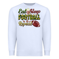 White eat sleep football repeat Premium Sweatshirt - BundleAndBundleShop